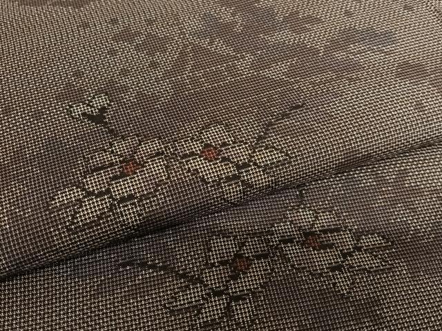 平和屋着物●本場大島紬 カタス7マルキ 風景文 枝桜 正絹 逸品 AAAW9134zg