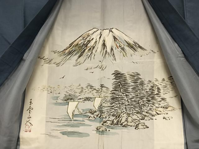 平和屋着物●男性 紬 アンサンブル 色無地 深縹色 正絹 逸品 AAAW9153zg