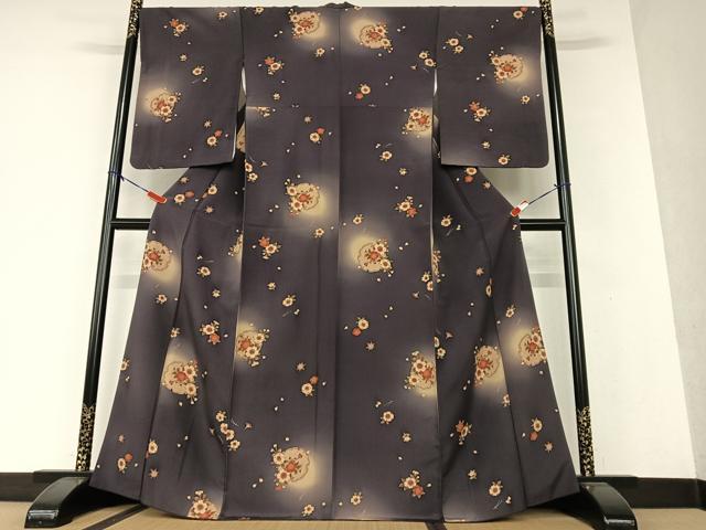 平和屋着物●上質な小紋 雪輪舞桜 暈し染め 正絹 逸品 AAAW9182zg