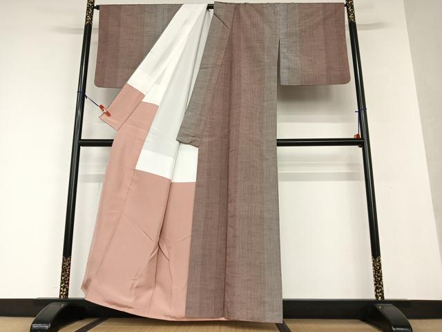 平和屋着物●上質な紬 縞 正絹 逸品 AAAW9190zg