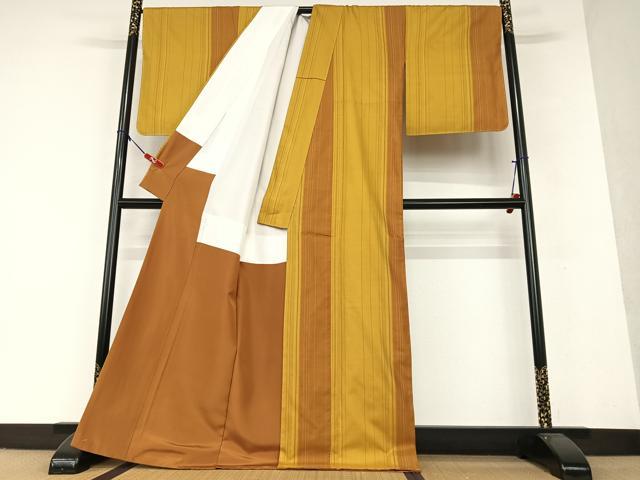 平和屋着物●本場黄八丈 まるまなこ 紬 染色者:西条吉広 縞 証紙付き 正絹 逸品 未使用 AAAW9228zg