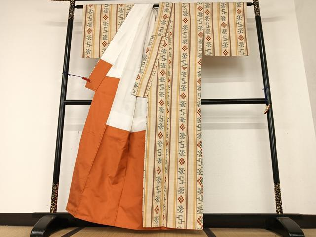 平和屋着物●訪問着 幾何学花間道 正絹 逸品 AAAW9255zg