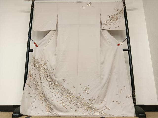 平和屋着物●訪問着 総刺繍 飛鶴花宝尽くし文 金糸 ロング丈 正絹 逸品 AAAW9277zg