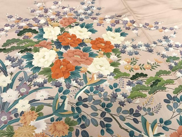 平和屋着物●豪華色留袖 友禅 花鳥文 暈し染め 正絹 逸品 AAAW9280zg