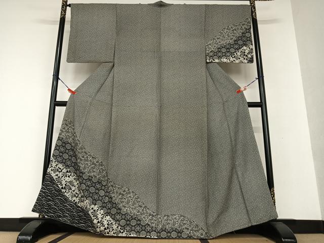 平和屋着物●訪問着 道長花文 黒地 さが美扱い 正絹 逸品 AAAW9281zg