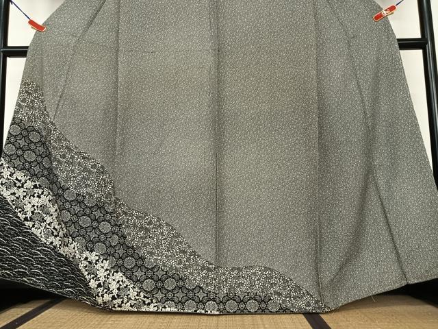 平和屋着物●訪問着 道長花文 黒地 さが美扱い 正絹 逸品 AAAW9281zg