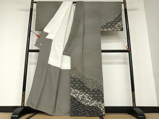 平和屋着物●訪問着 道長花文 黒地 さが美扱い 正絹 逸品 AAAW9281zg
