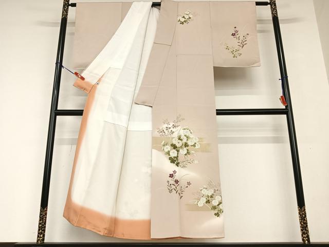 平和屋着物●訪問着 草花文 暈し染め 金彩 正絹 逸品 AAAW9283zg