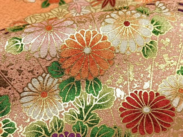 平和屋着物●anan 小振袖 二尺袖 駒刺繍 檜扇花文 金彩 洗える着物 AAAW9291zg