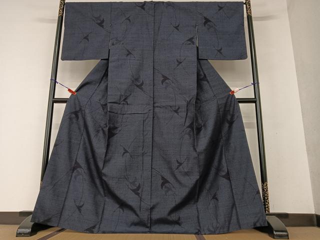 平和屋着物●塩沢紬 110亀甲 飛鶴文 正絹 逸品 AAAW9307zg