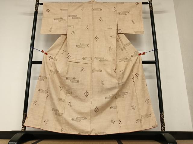 平和屋着物●上質な紬 幾何学文様 正絹 逸品 AAAW9327zg