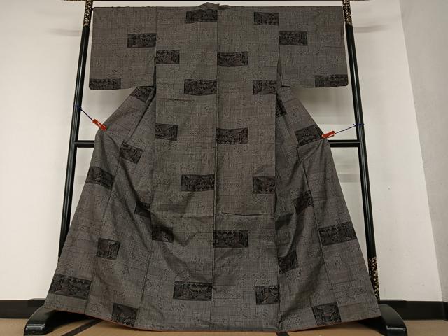 平和屋着物●本場大島紬 一元絣 人物花文 正絹 逸品 AAAW9335zg
