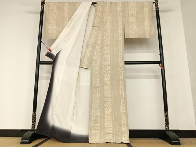 平和屋着物●上質な紬 草花間道 正絹 逸品 AAAW9340zg