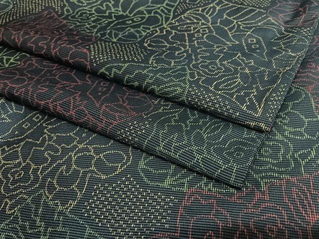 平和屋着物●上質な紬 草花文 正絹 逸品 AAAW9358zg