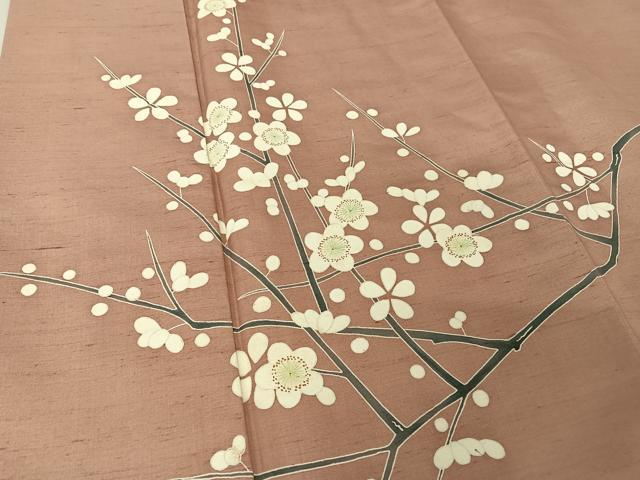 平和屋着物●訪問着 友禅 作家物 紬地 枝梅文 正絹 逸品 AAAX0003np