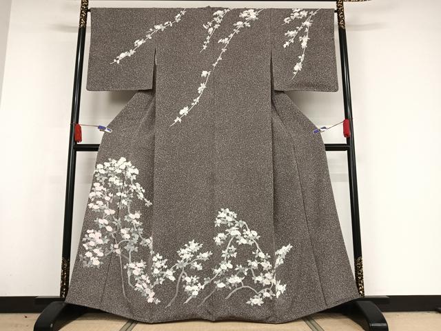 平和屋着物●訪問着 友禅 枝花文 たたき染め 三越扱い 正絹 逸品 AAAX0011np