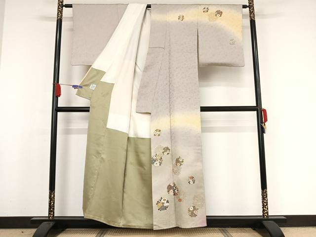 平和屋着物●世界的友禅作家 千地泰弘 訪問着 花丸文 暈し染め 金彩 金通し地 正絹 逸品 AAAX0035np
