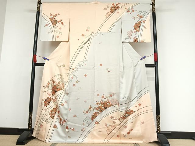 平和屋着物●訪問着 立波草花文 金彩 正絹 逸品 AAAX0045np