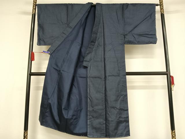 平和屋着物●男性 紬 アンサンブル 長襦袢(袷)セット 亀甲絣 正絹 逸品 AAAX0076np