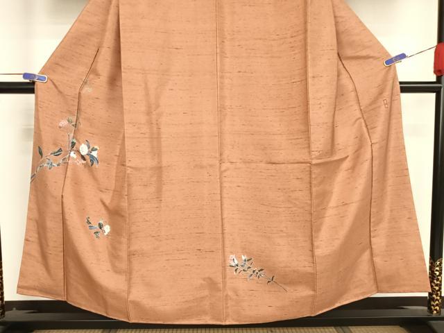 平和屋着物●十日町友禅作家 岡村蒼風 訪問着 紬地 枝花文 正絹 逸品 AAAX0094np