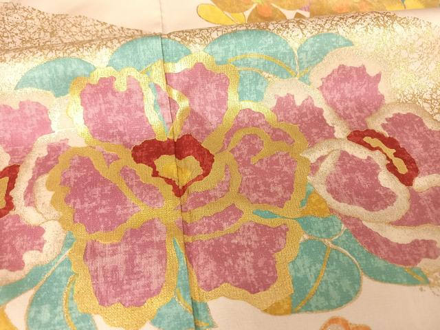 平和屋着物●訪問着 草花文 金彩 正絹 逸品 AAAX0103np