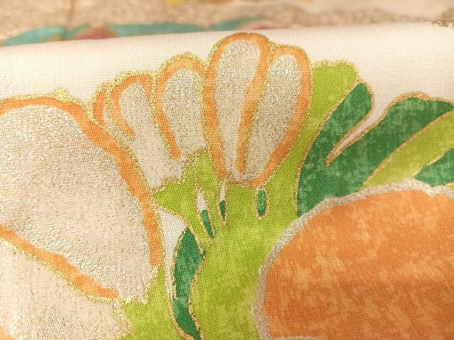 平和屋着物●訪問着 草花文 金彩 正絹 逸品 AAAX0103np