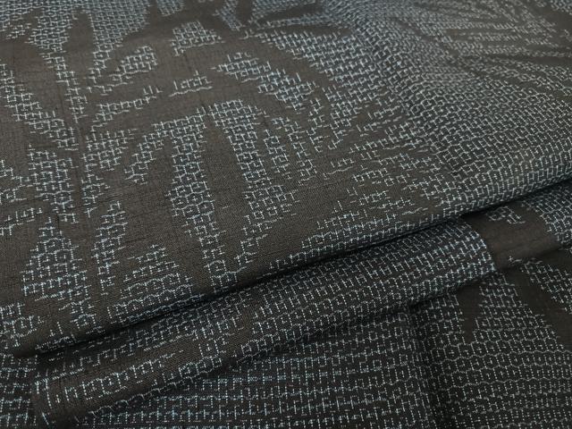 平和屋着物●結城紬 80亀甲 笹の葉文 正絹 逸品 AAAX0200np