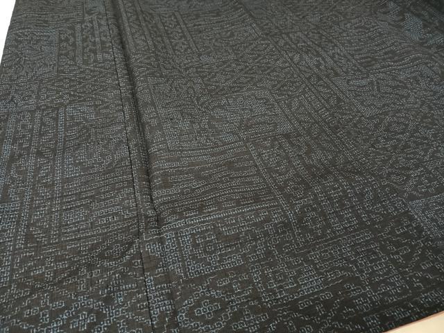 平和屋着物●結城紬 80亀甲 幾何学花文 正絹 逸品 AAAX0205np
