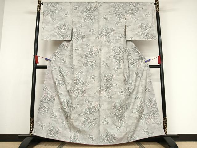 平和屋着物●上質な紬 樹林文 正絹 逸品 AAAX0212np