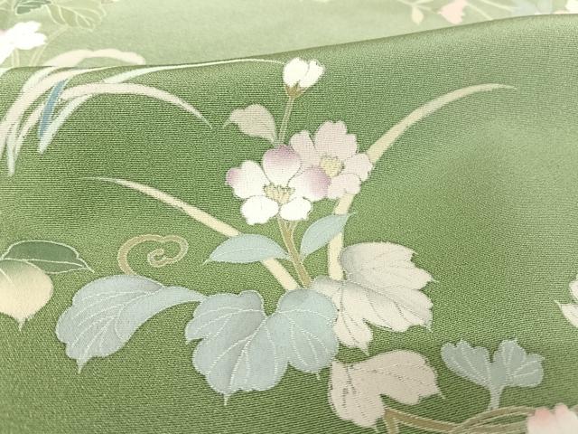 平和屋着物●訪問着 友禅 草花文 暈し染め 正絹 逸品 AAAX0221np