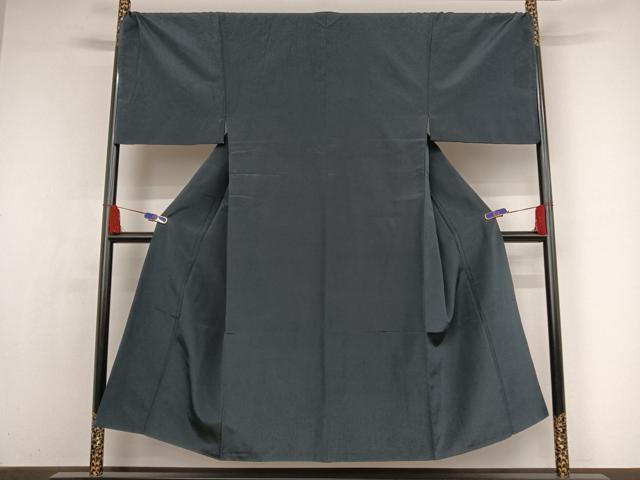 平和屋着物●男性 お召 色無地 鉄御納戸色 正絹 逸品 AAAX0272np