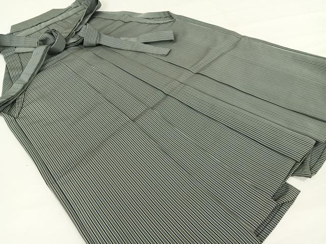 平和屋着物●男性 宝凰平 馬乗り袴 壽峯作 縞 正絹 逸品 AAAX0289np
