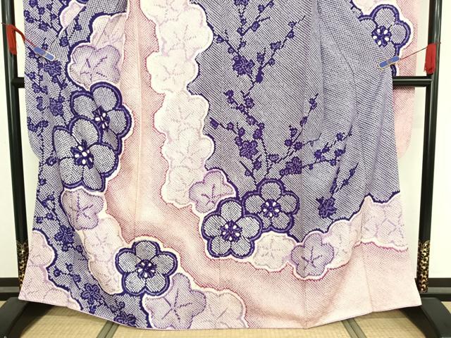 平和屋着物●豪華振袖 総絞り 舞梅文 暈し染め 正絹 逸品 AAAX0292np