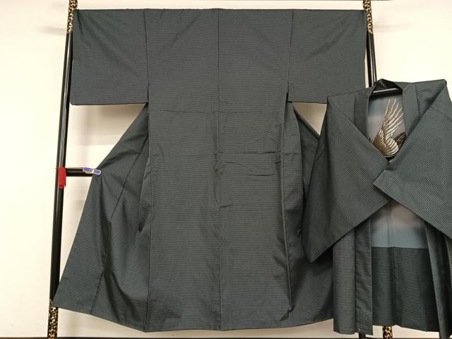 平和屋着物●男性 紬 アンサンブル 亀甲絣 正絹 逸品 AAAX0296np