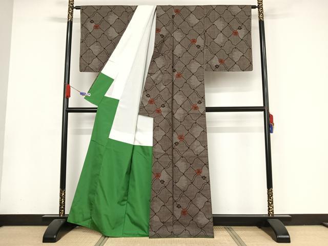 平和屋着物●本場大島紬 一元絣 瓦花文 正絹 逸品 未使用 AAAX0327np