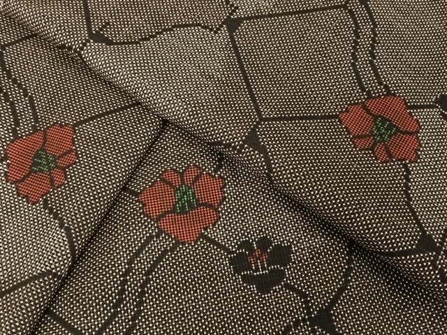 平和屋着物●本場大島紬 一元絣 瓦花文 正絹 逸品 未使用 AAAX0327np