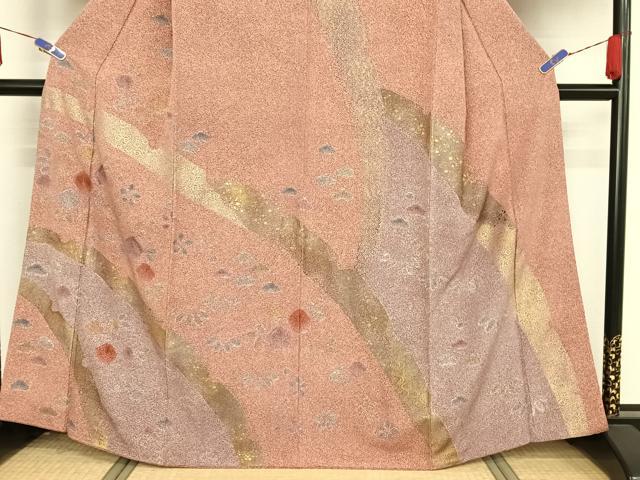 平和屋着物●訪問着 刺繍 草花文 金糸 金彩 正絹 逸品 AAAX0329np
