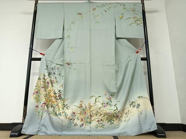 平和屋着物●訪問着 花鳥文 暈し染め 金銀彩 正絹 逸品 未使用 AAAX0574zg
