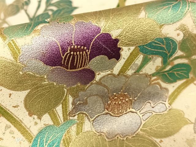 平和屋着物●訪問着 花鳥文 暈し染め 金銀彩 正絹 逸品 未使用 AAAX0574zg