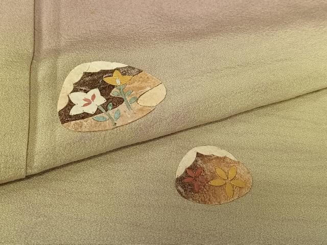 平和屋着物●蓑虫工芸作家 田尾笛秋 色留袖 貝合せ花文 暈し染め 金彩 正絹 逸品 AAAX0575zg