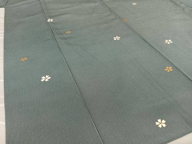 平和屋着物●上質な小紋 舞桜 縞 金彩 正絹 逸品 AAAX0586zg