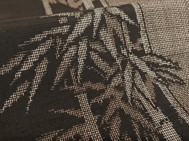 平和屋着物●上質な紬 笹竹文 黒地 正絹 逸品 AAAX0595zg