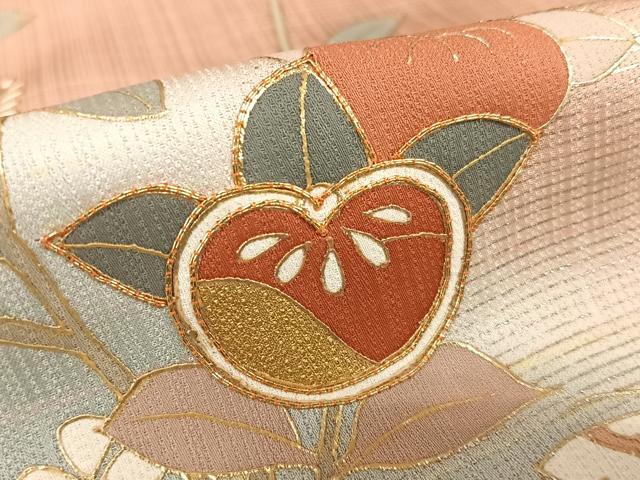 平和屋着物●訪問着 駒刺繍 花蝶文 橘 暈し染め 金彩 正絹 逸品 AAAX0619zg