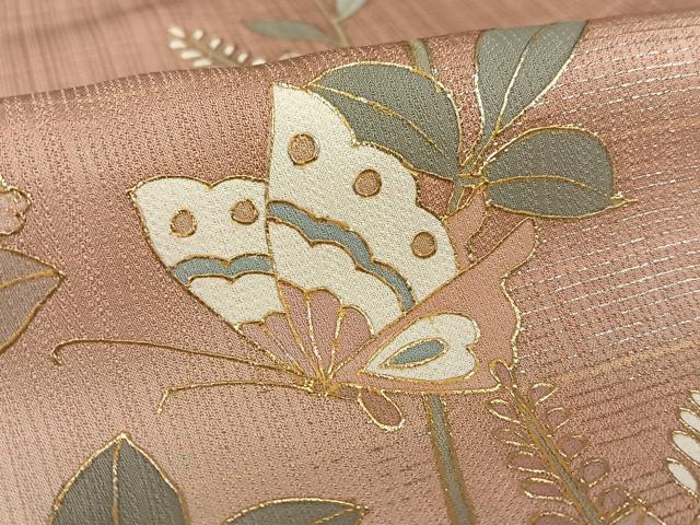平和屋着物●訪問着 駒刺繍 花蝶文 橘 暈し染め 金彩 正絹 逸品 AAAX0619zg