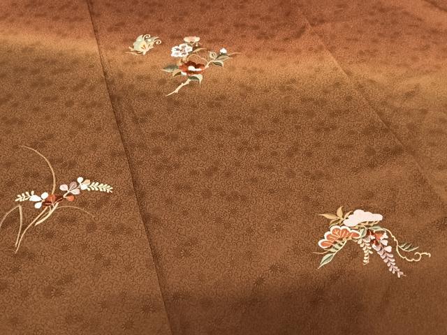 平和屋着物●訪問着 総刺繍 花蝶文 暈し染め 正絹 逸品 AAAX0624zg