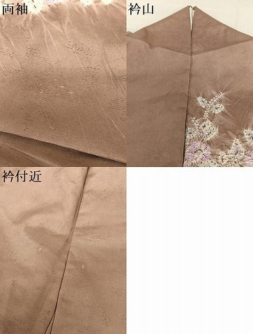 平和屋着物●本場染大島紬 訪問着 絞り 草花文 正絹 逸品 AAAX0626zg