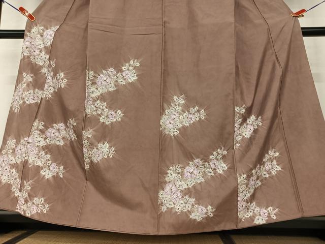 平和屋着物●本場染大島紬 訪問着 絞り 草花文 正絹 逸品 AAAX0626zg