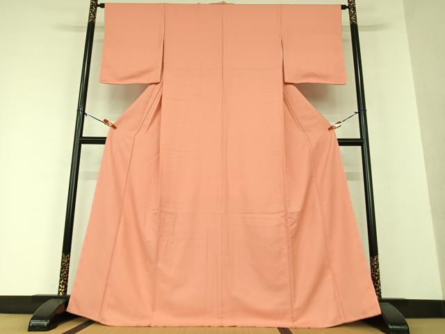 平和屋着物●上質な色無地 甚三紅色 正絹 逸品 未使用 AAAX0634zg