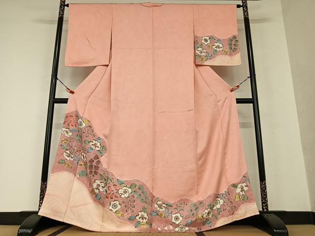 平和屋着物●訪問着 辻が花 手描き 絞り 正絹 逸品 AAAX0635zg