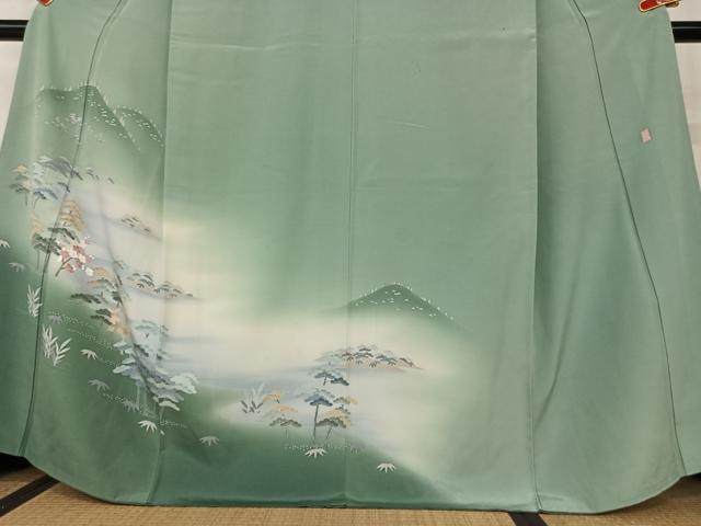 平和屋着物●訪問着 友禅 作家物 松竹梅 正絹 逸品 AAAX0636zg